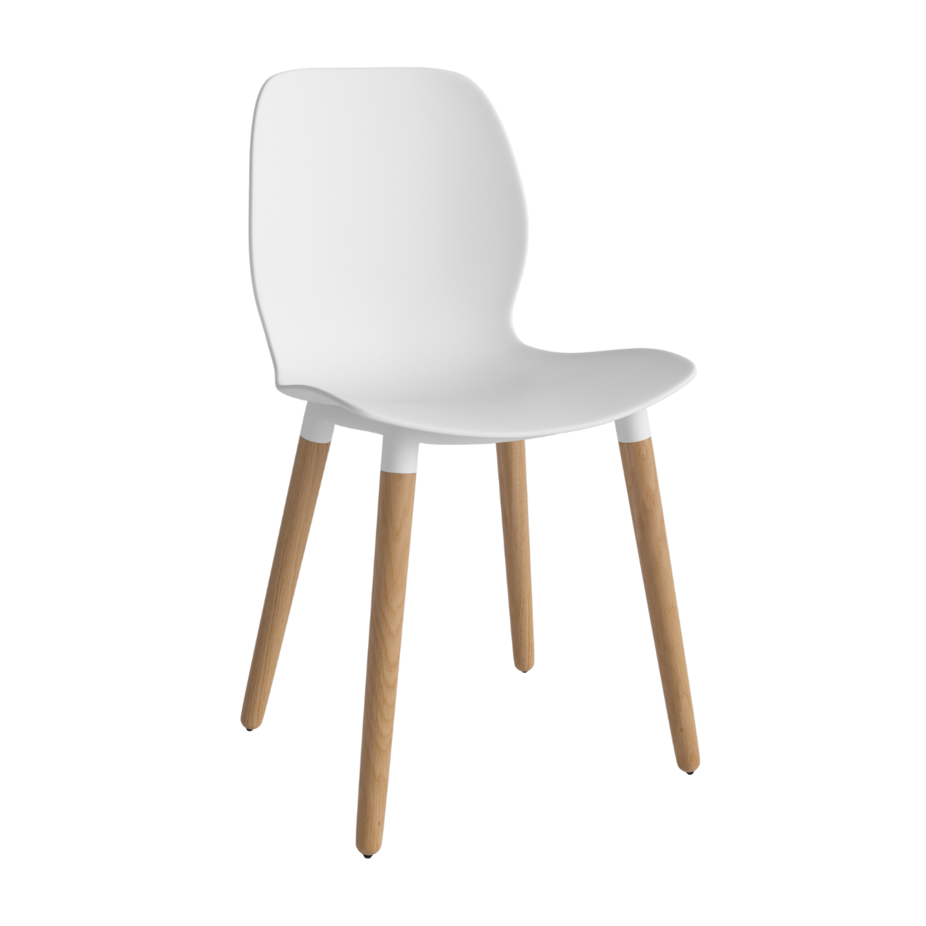 Seed white chair with an oak base