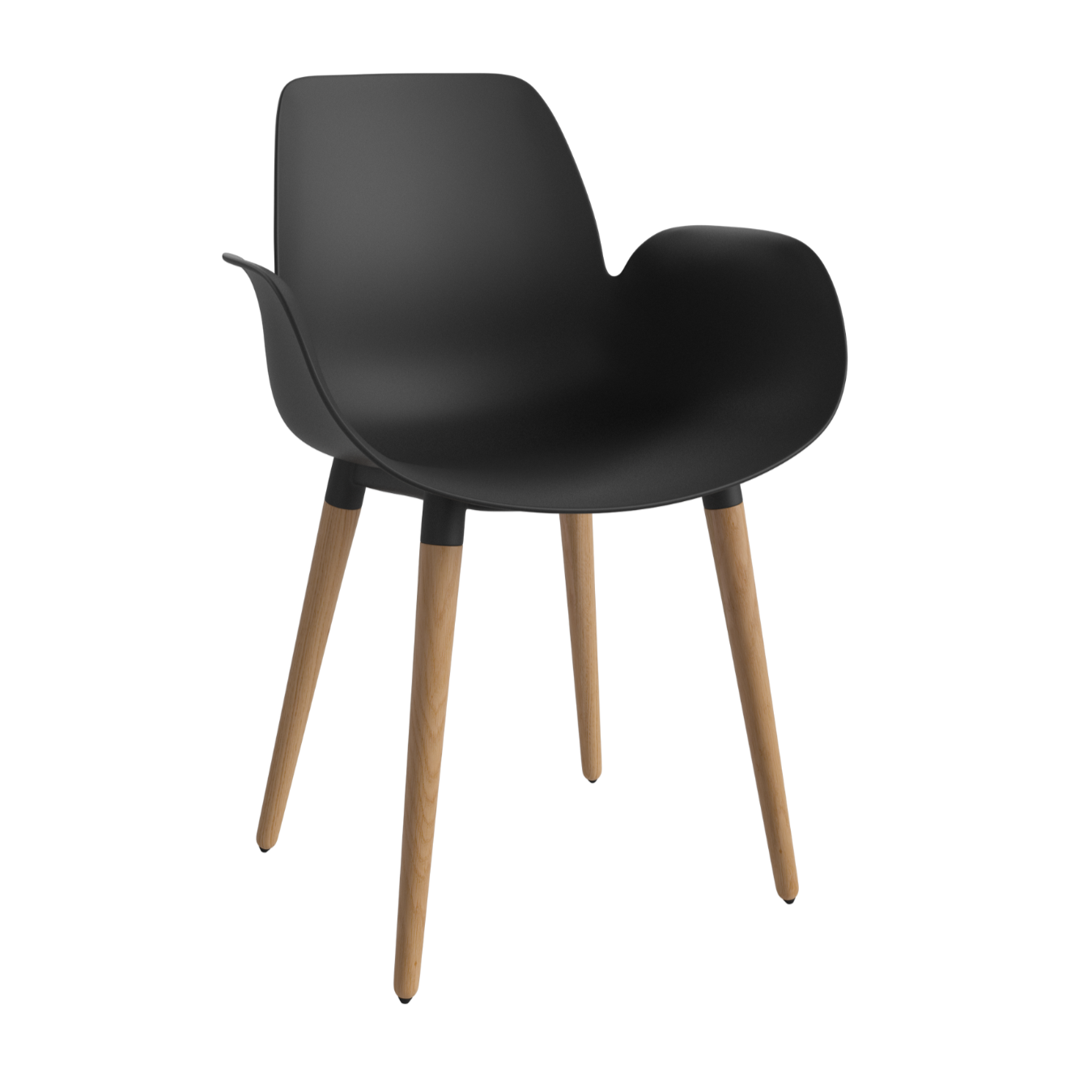 Chair with Seed Black armrests with an oak base