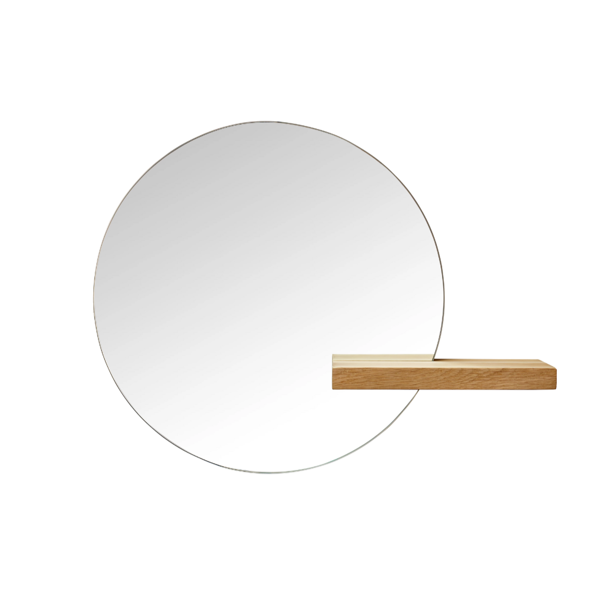 Shift mirror with an oak shelf