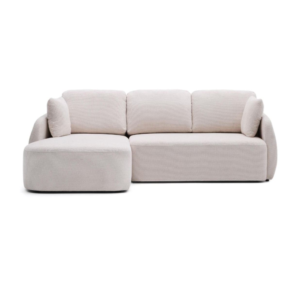 Left-sided corner sofa folding 3-person Écru laira