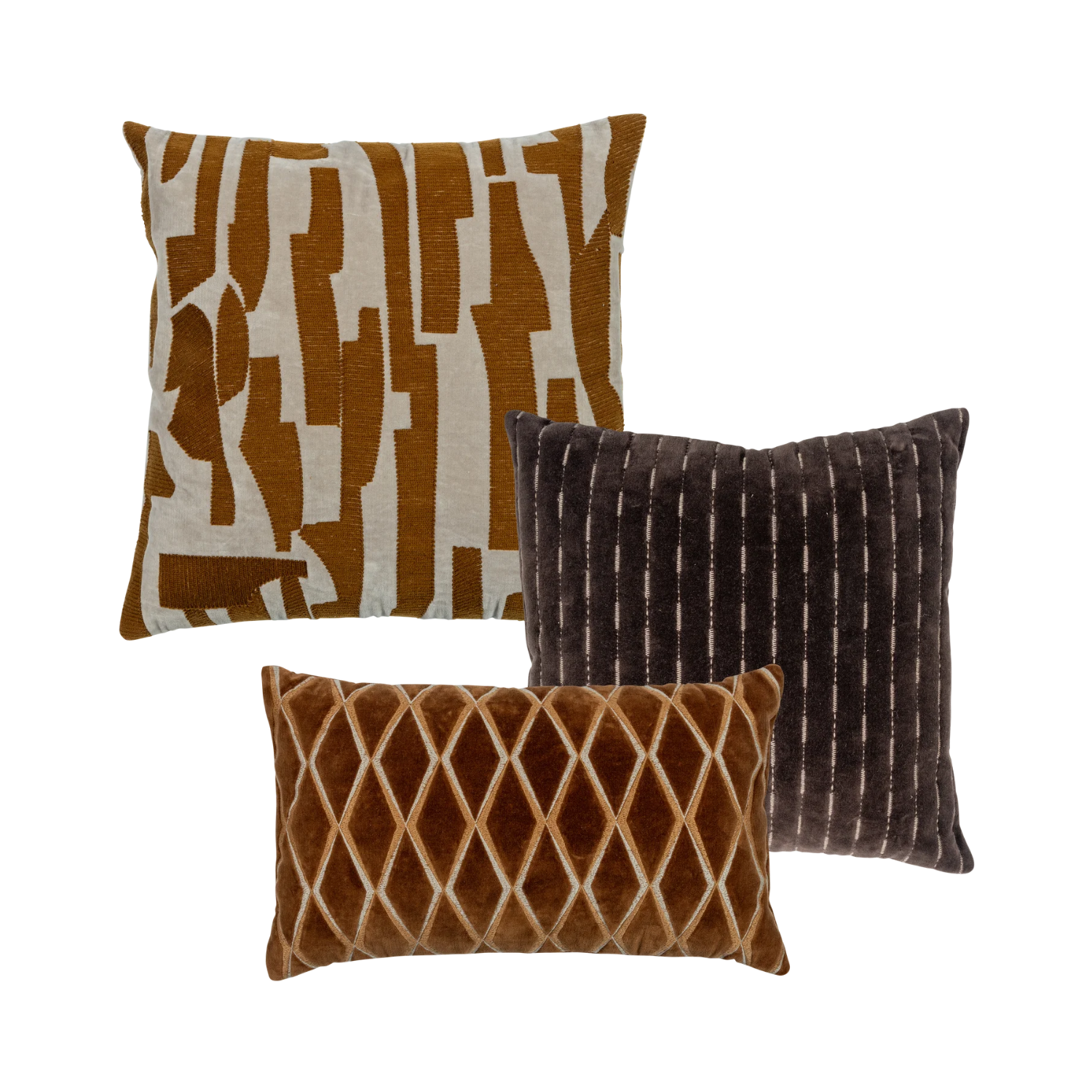 Set of 3 - Isai Cushions Brown