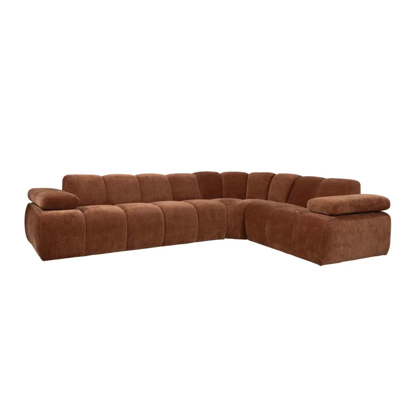 Mojo Corner Sofa Right Woven Rib Fabric Rust Brown