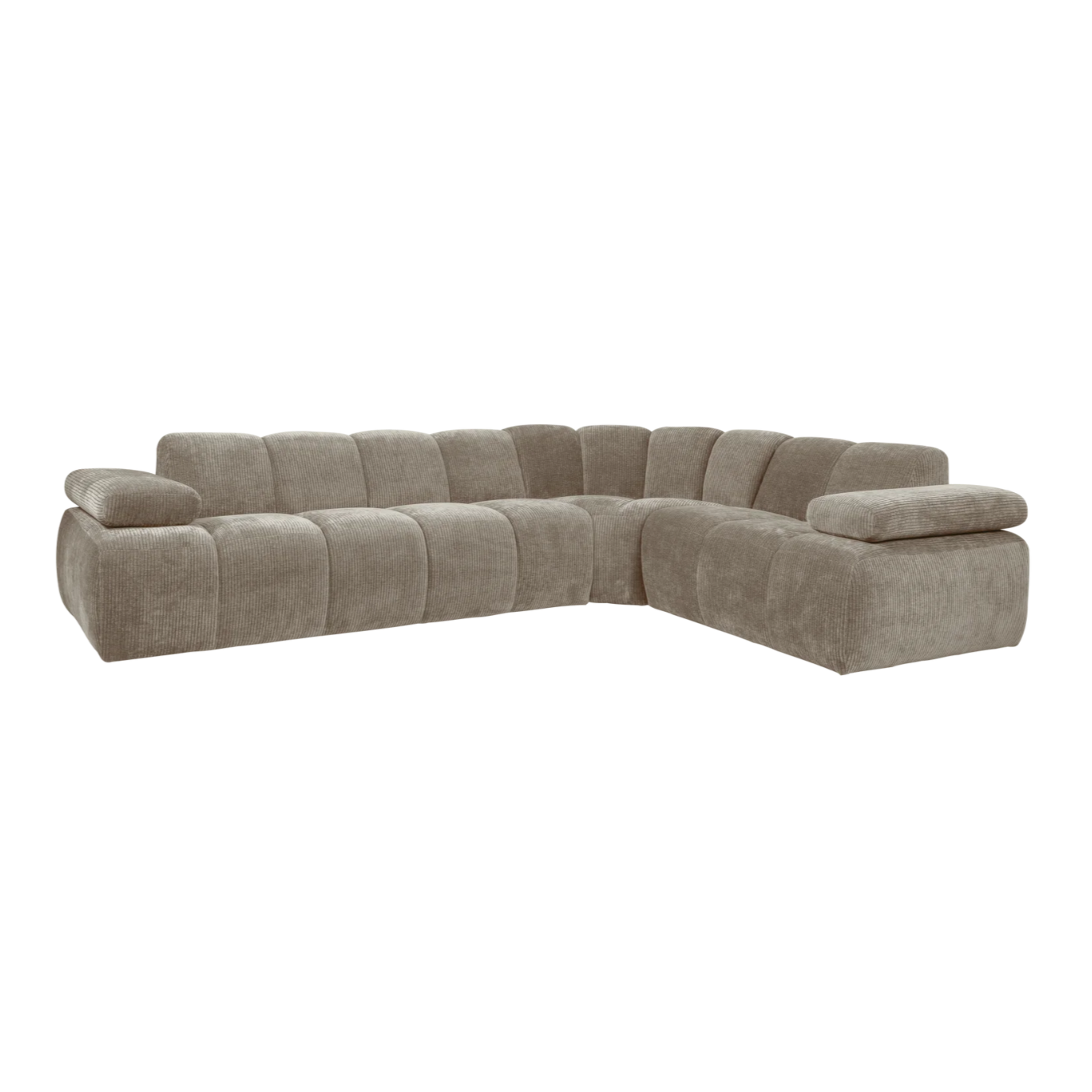 Mojo Corner Sofa Right Woven Rib Fabric Dark Sand