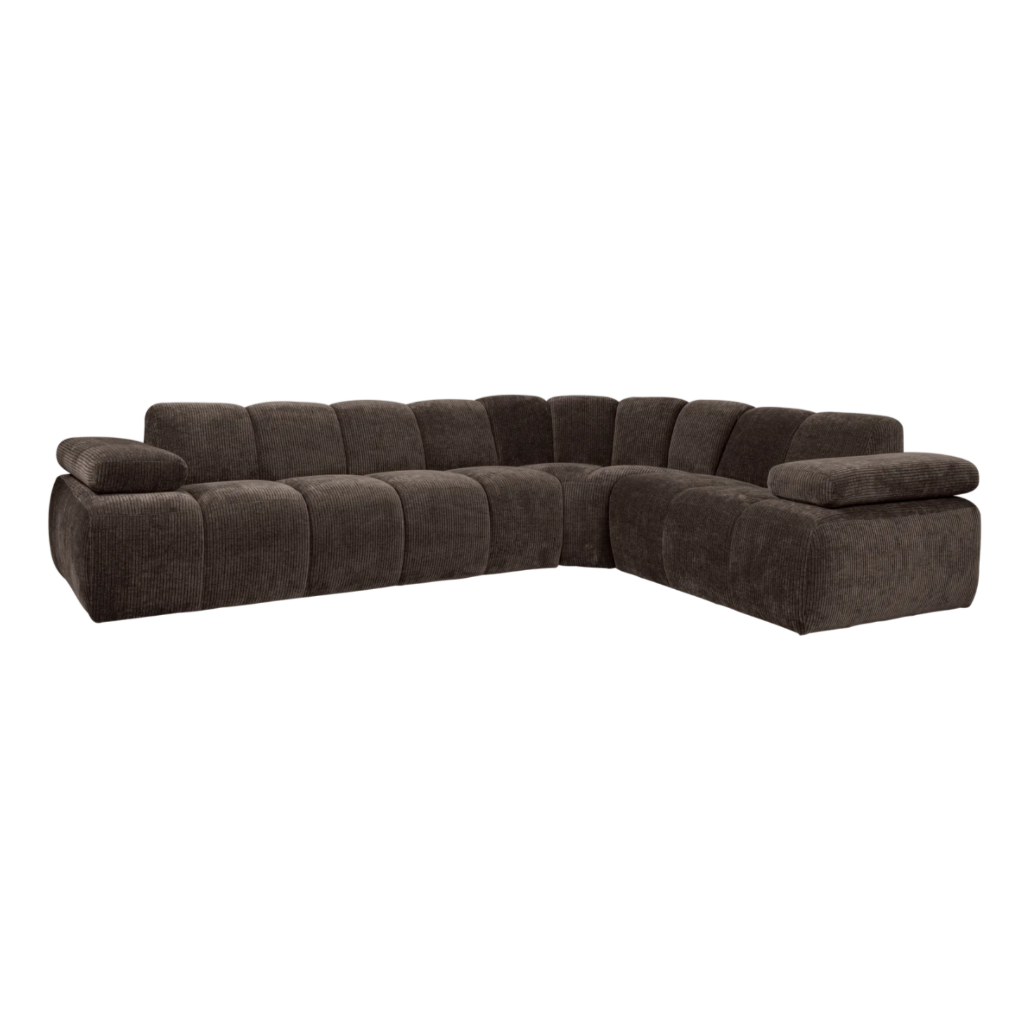 Mojo Corner Sofa Right Woven Rib Fabric Brown