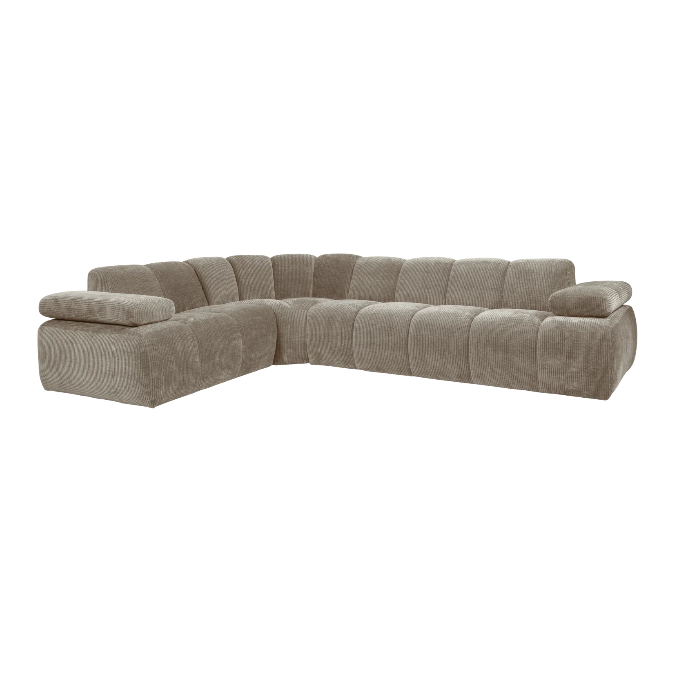 Mojo Corner Sofa Left Woven Rib Fabric Dark Sand