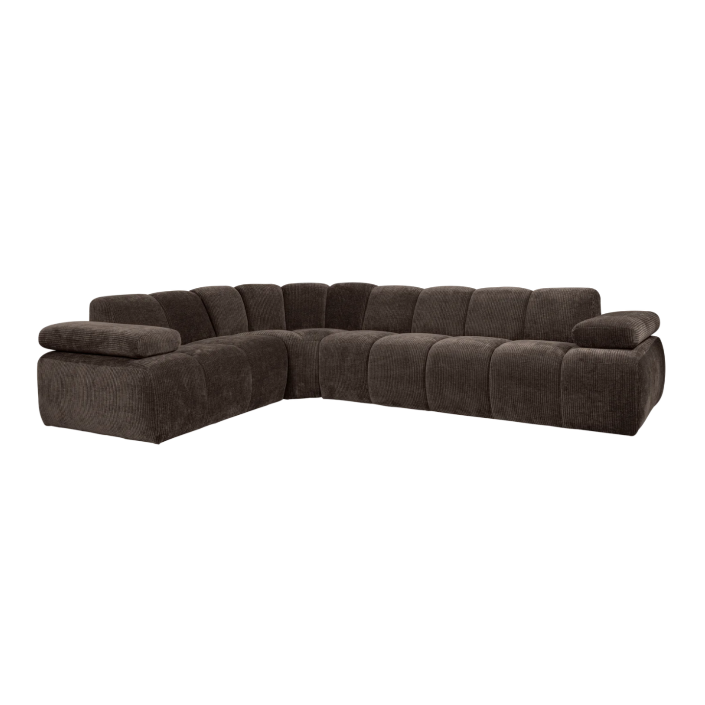 Mojo Corner Sofa Left Woven Rib Fabric Brown
