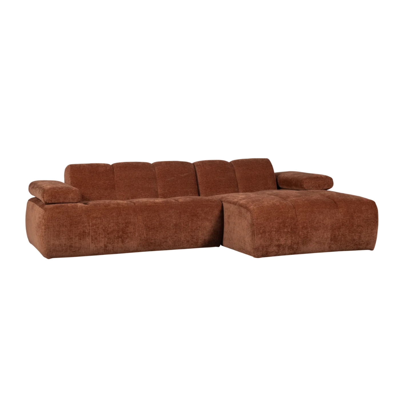 Mojo Chaise Longue Right Woven Rib Fabric Rust Brown