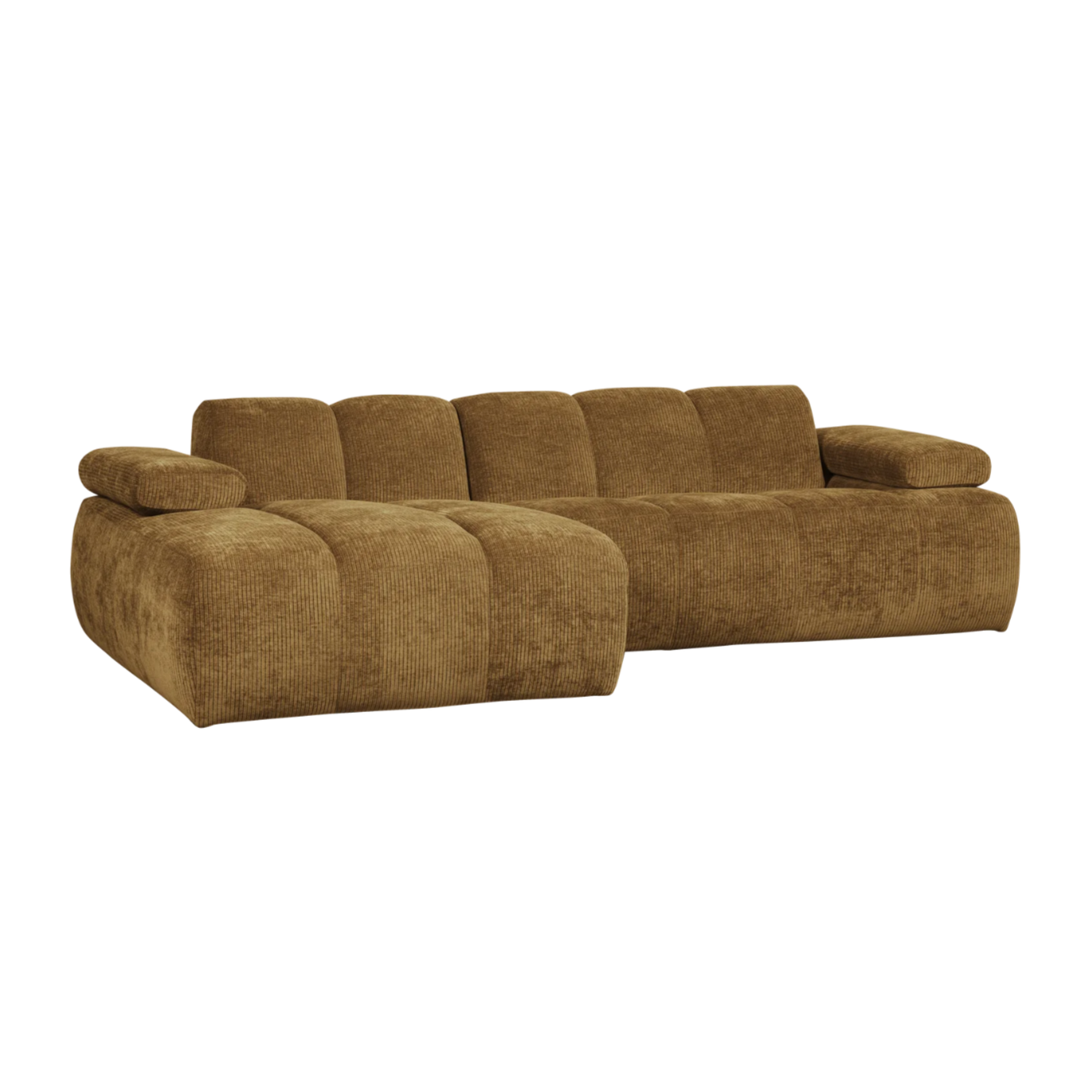 Mojo Chaise Longue Left Woven Rib Fabric Honey Yellow