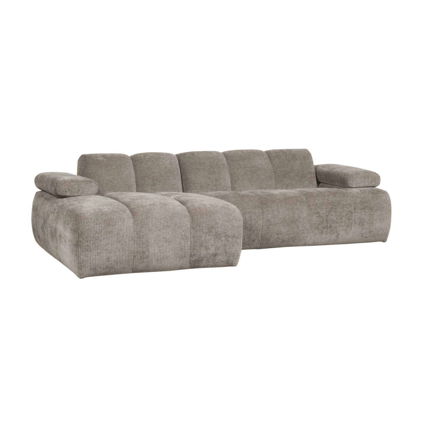 Mojo Chaise Longue Left Woven Rib Fabric Dark Sand