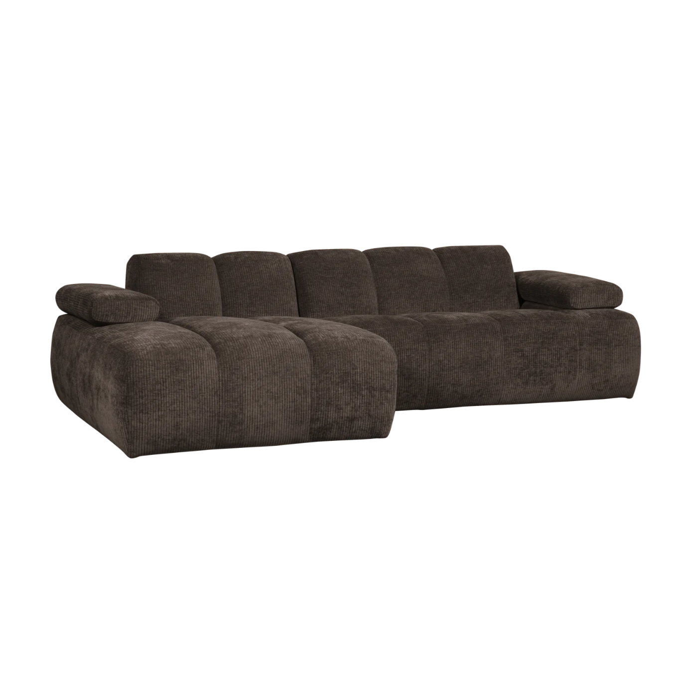 Mojo Chaise Longue Left Woven Rib Fabric Brown