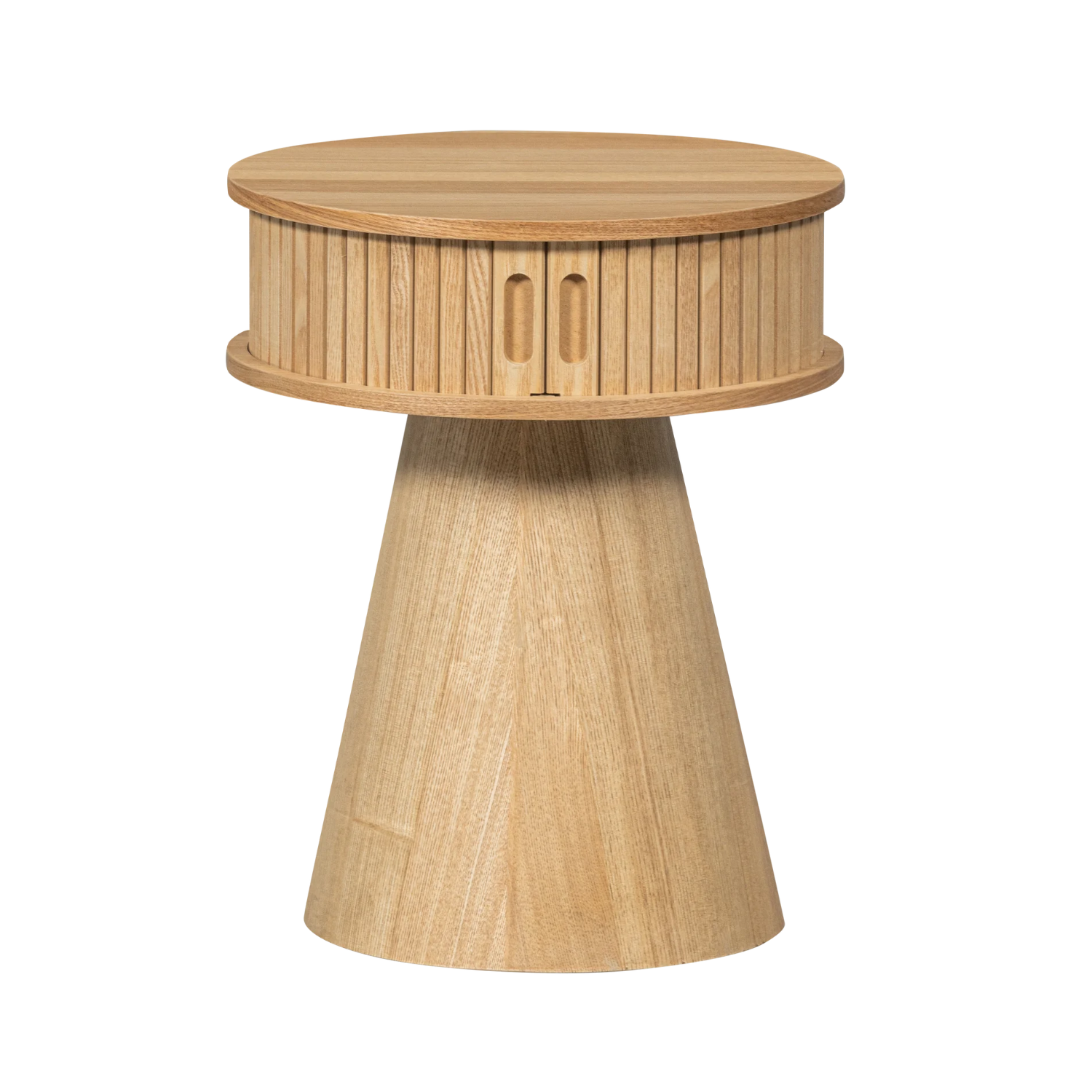 Karri Nightstand Round Wood Natural