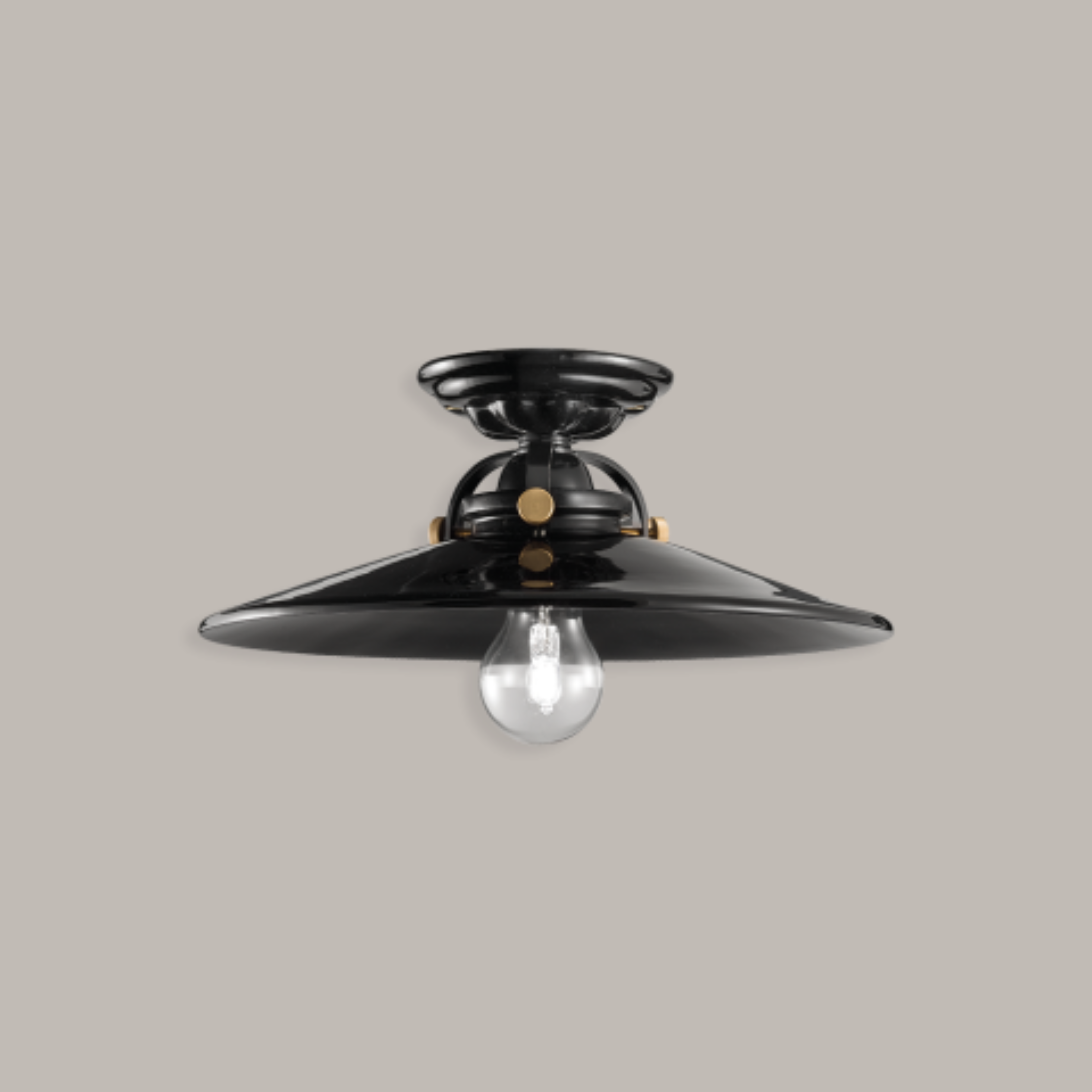 Lampa sufitowa ceramiczna B&W czarny z mosiężnym wykończeniem