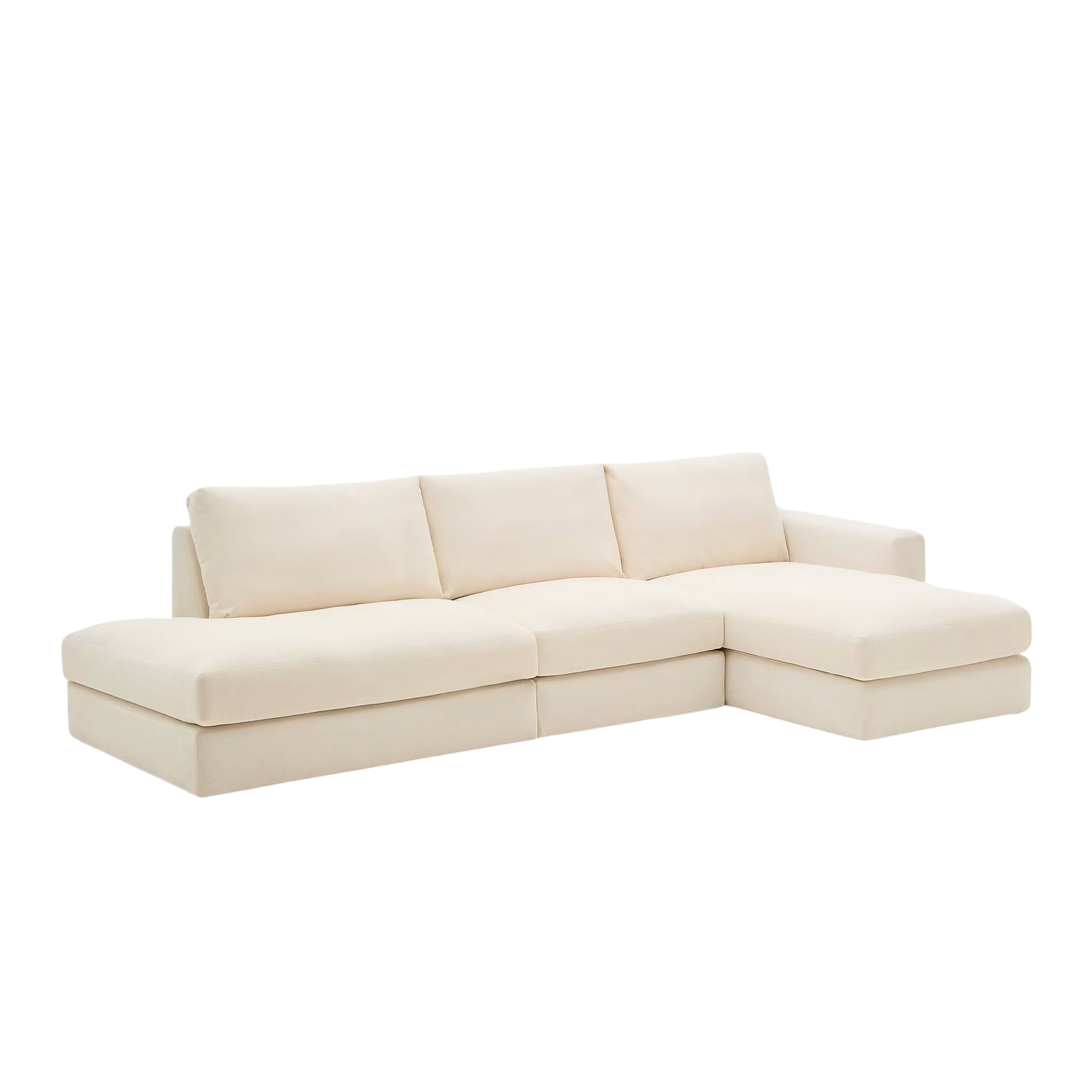 5-Sitzer-Ecksofa rechts ALEA ecru Chenille [Klaudia] [Amelia spr] 