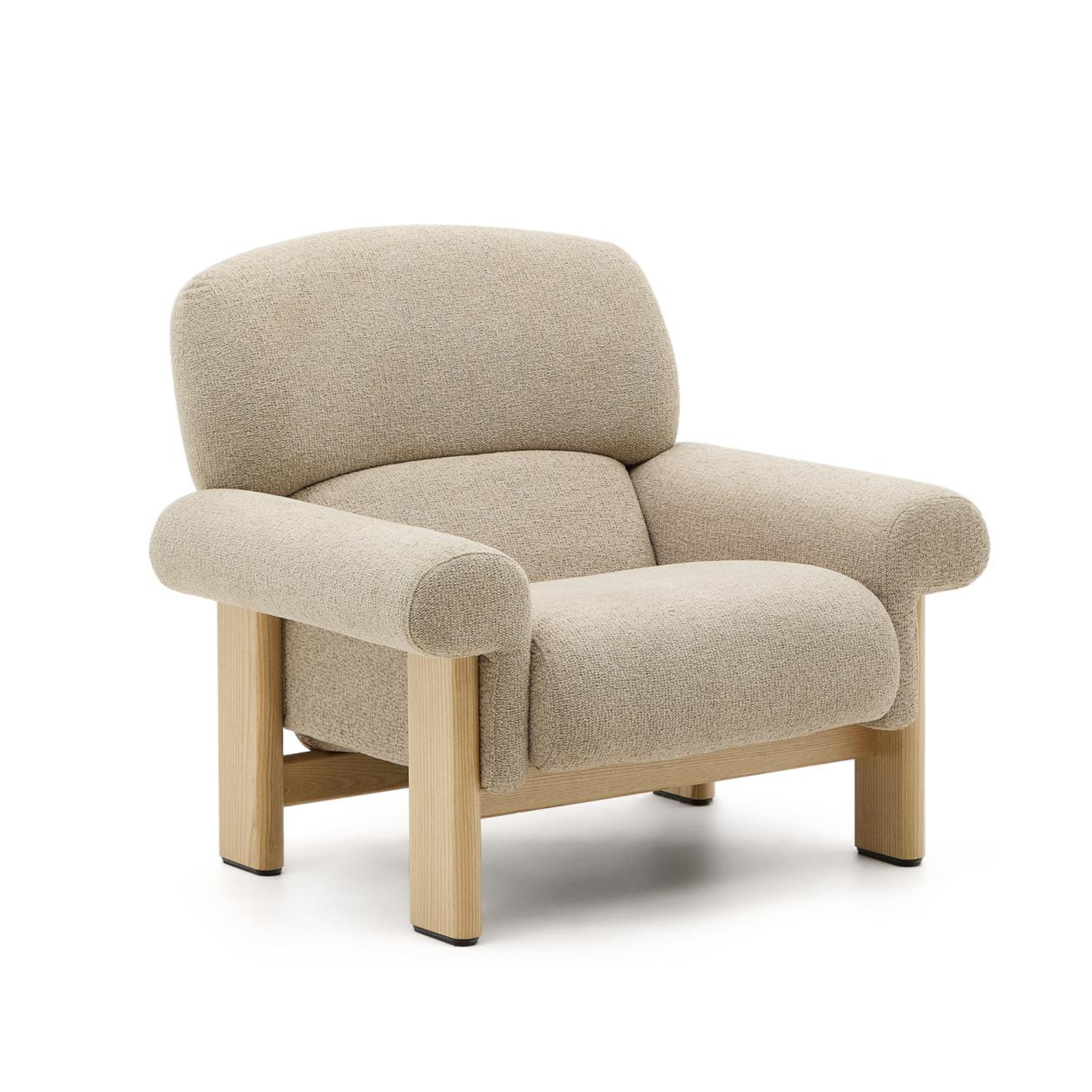 NEMA Beige Chenille-Sessel mit Eschengestell