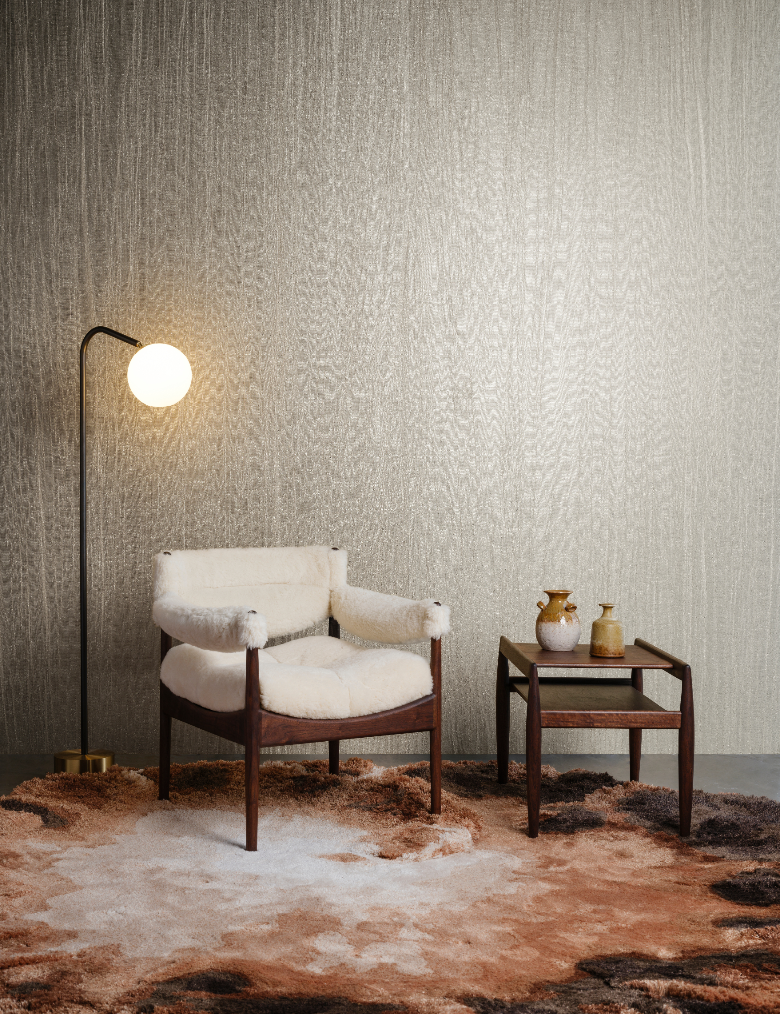 PRISTINE beige textile wallpaper with an open weave