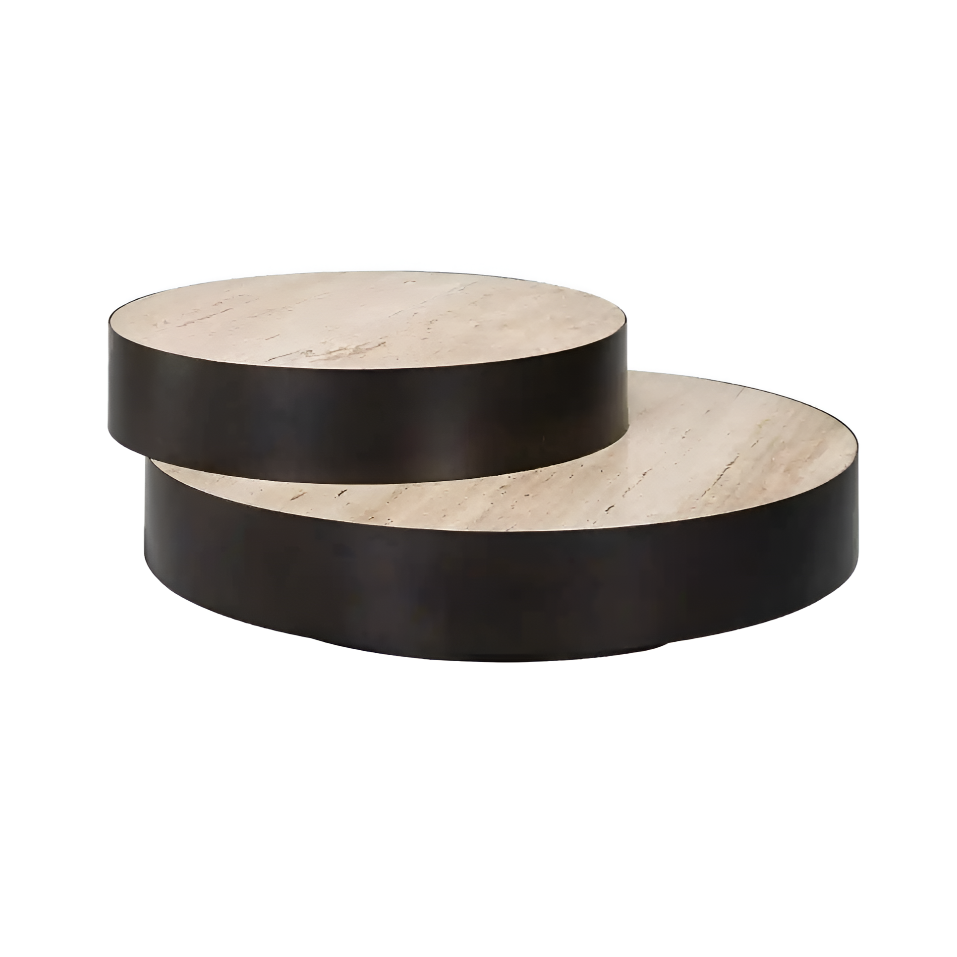 AVALON coffee table travertine with a brown base