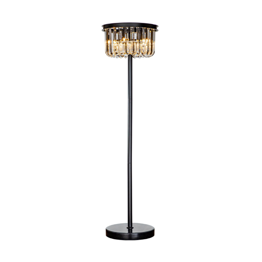 Lampa podłogowa DAGMAR szkło z czarną podstawą