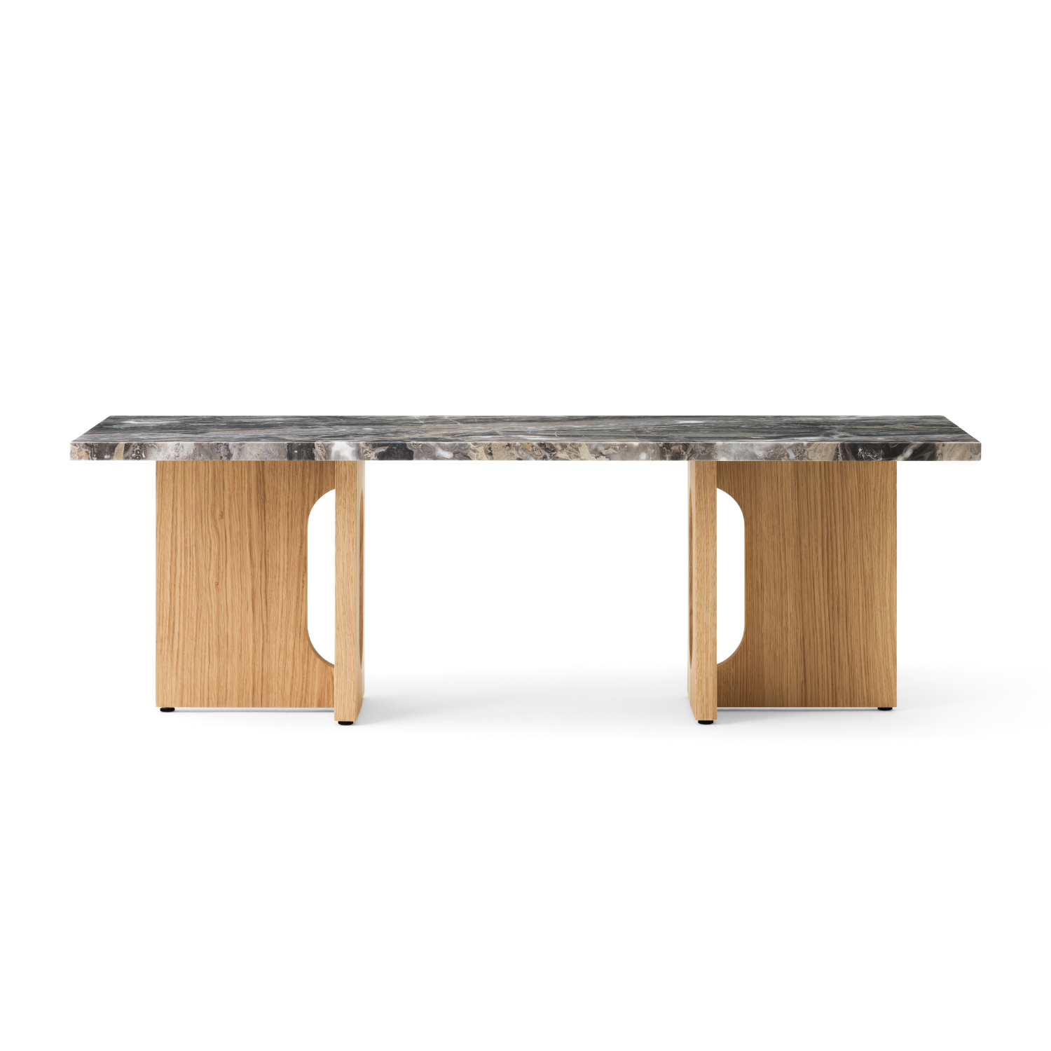 Couchtisch ANDROGYNE grauer Marmor mit Eichenbasis