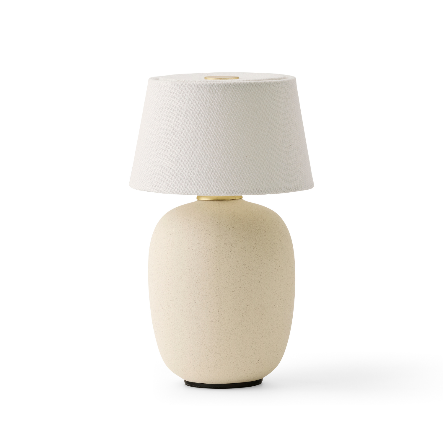 Lampa przenośna TORSO piaskowa ceramika z białym kloszem