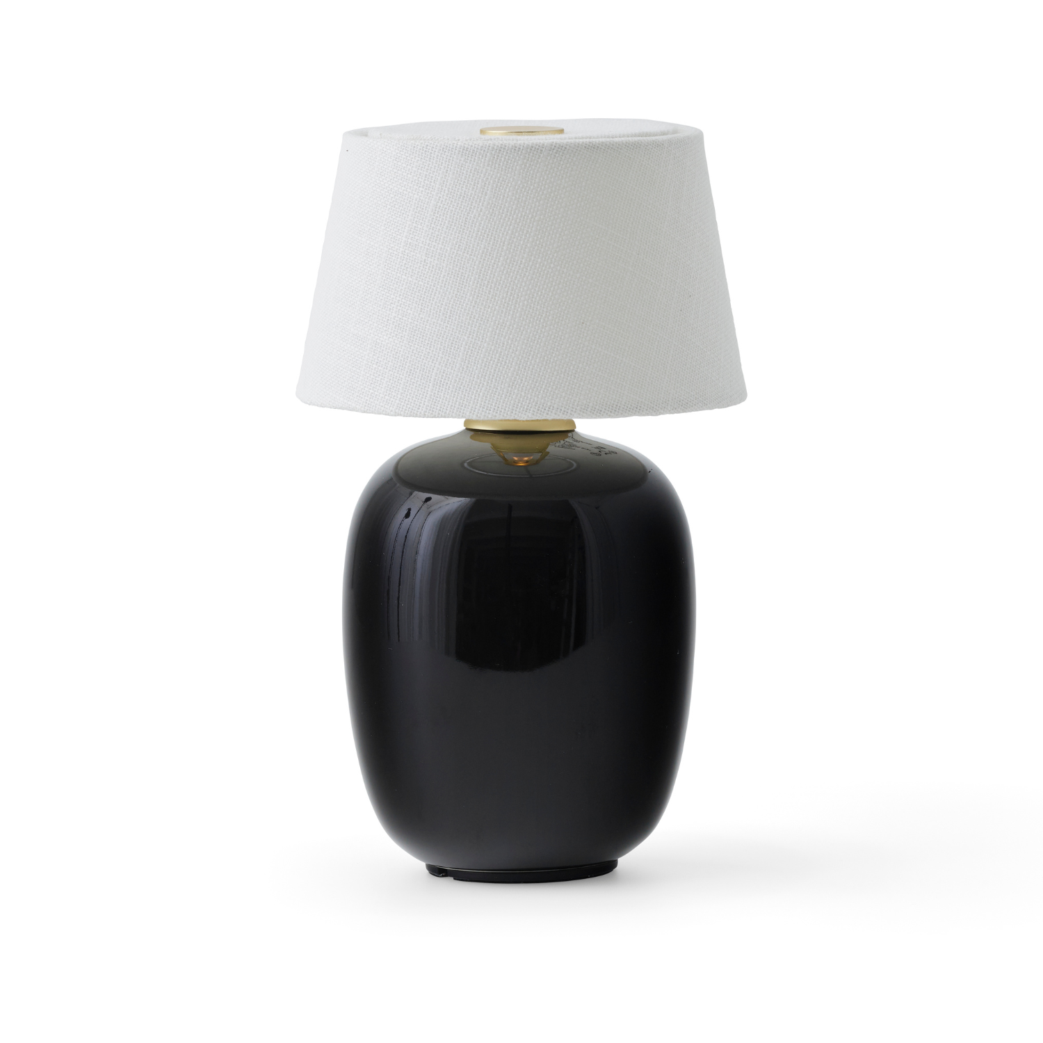 Lampa przenośna TORSO czarna ceramika z białym kloszem