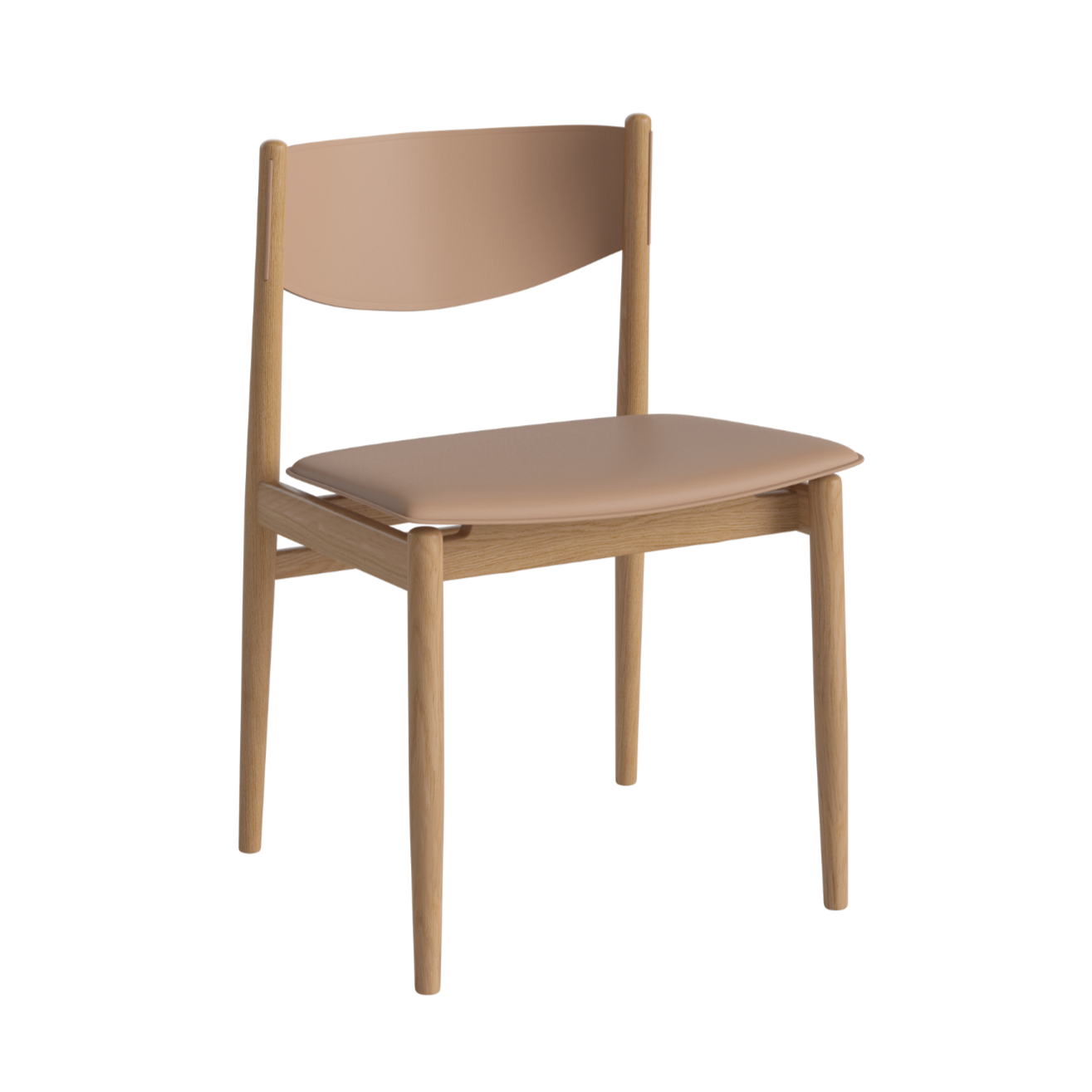 Apelle Chair Beige Leder mit einer Eichenbasis