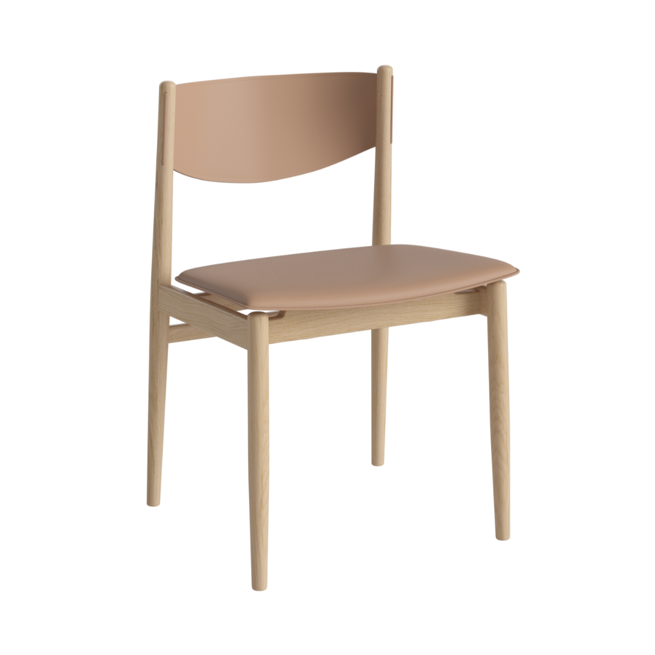 Apelle Chair Beige Leder mit einer weiß getünchten Basis