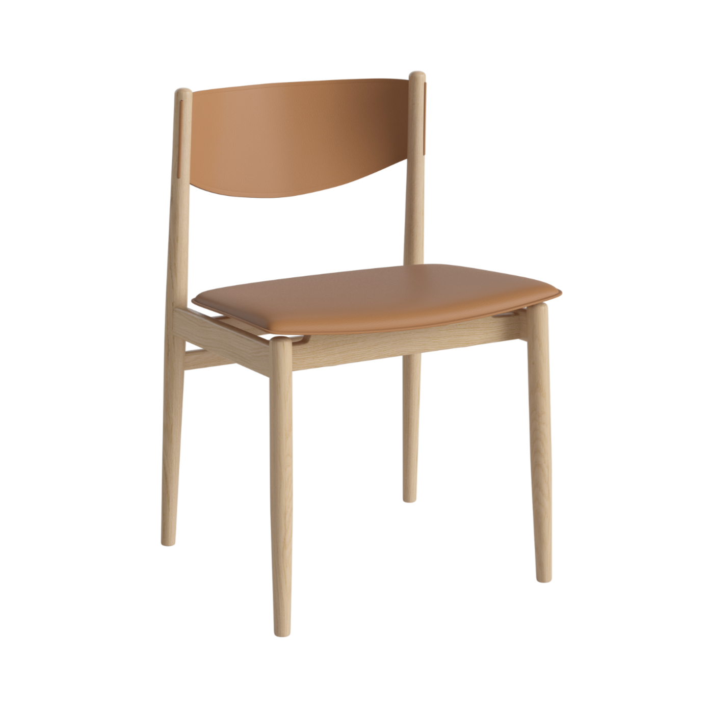 Apelle chair cognac leather with a whitened base