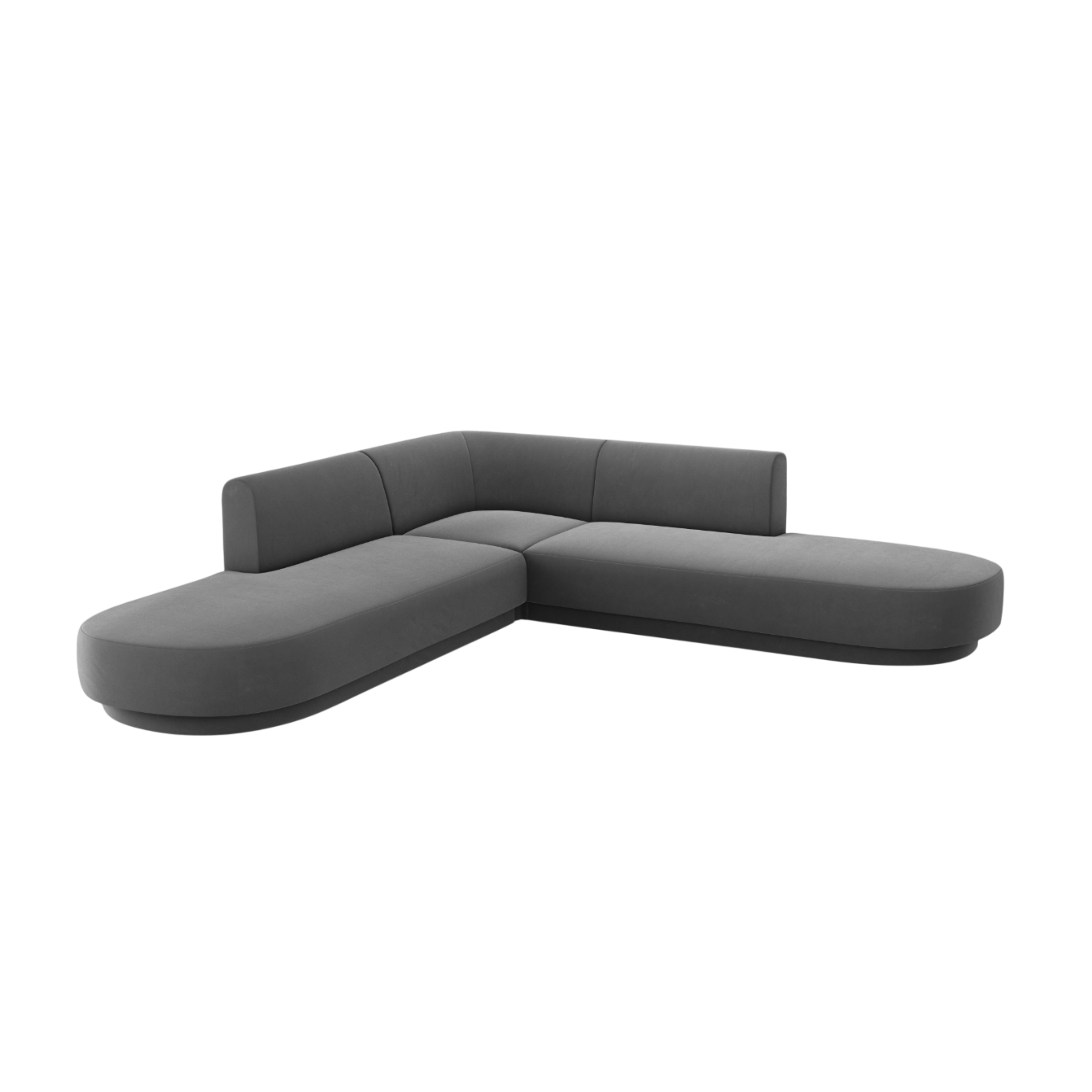 Symmetrical Open Velvet Corner Sofa MILEY Dark Gray [Monika corrected]