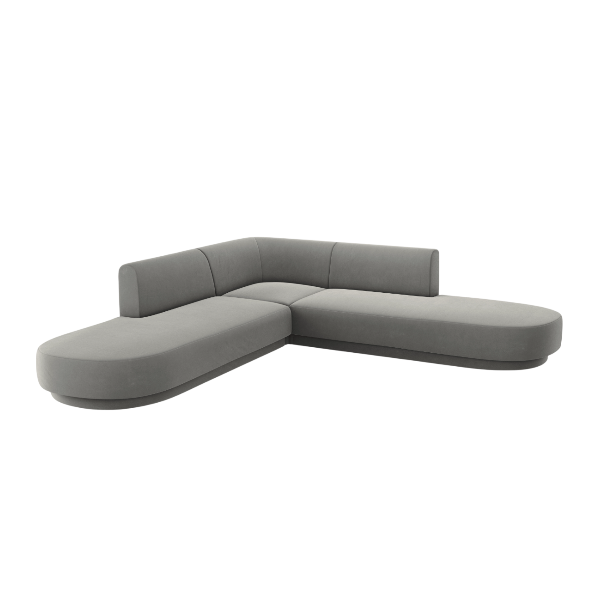Symmetrical Open Velvet Corner Sofa MILEY Light Gray [Monika corrected]