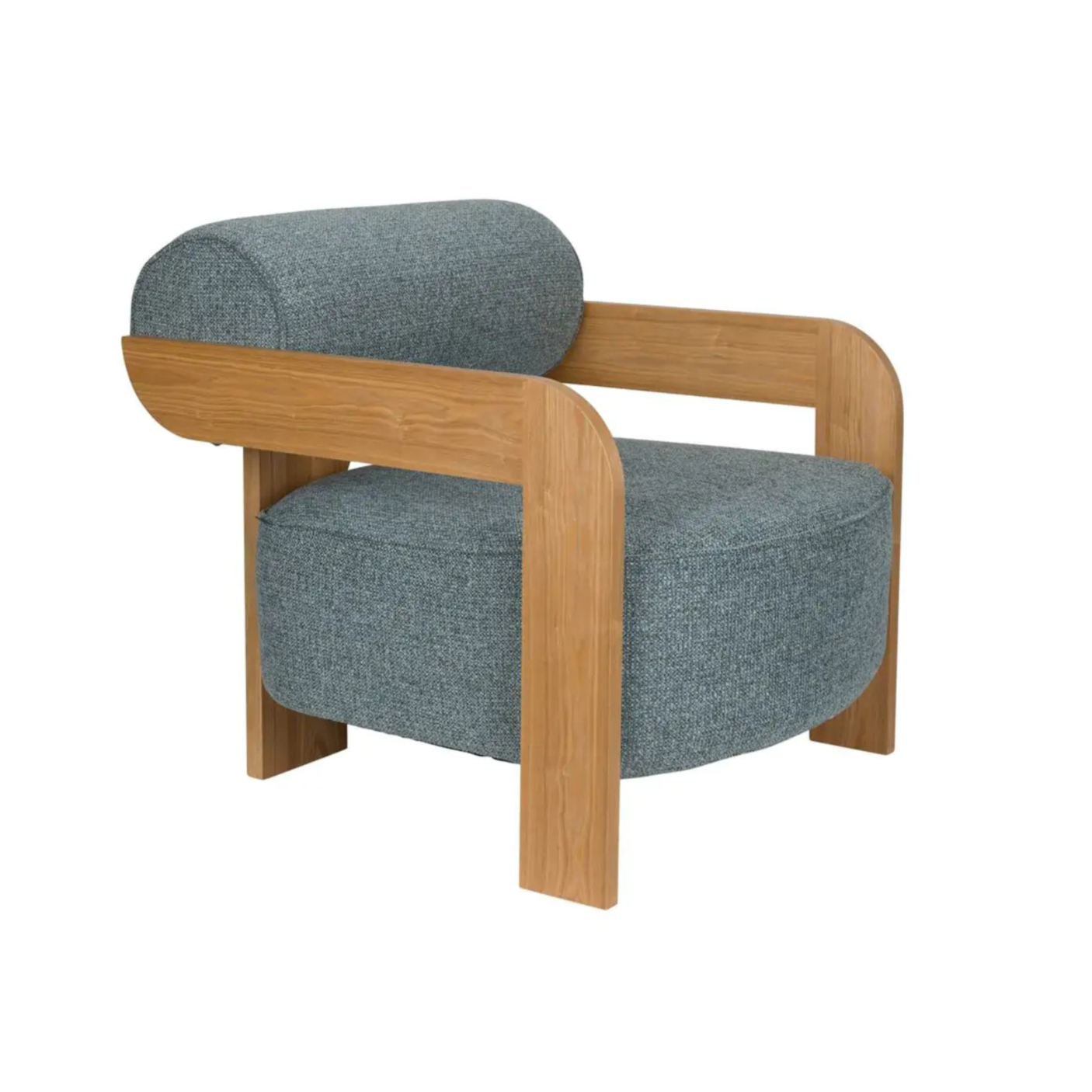 Oolong Blue armchair with a wooden base