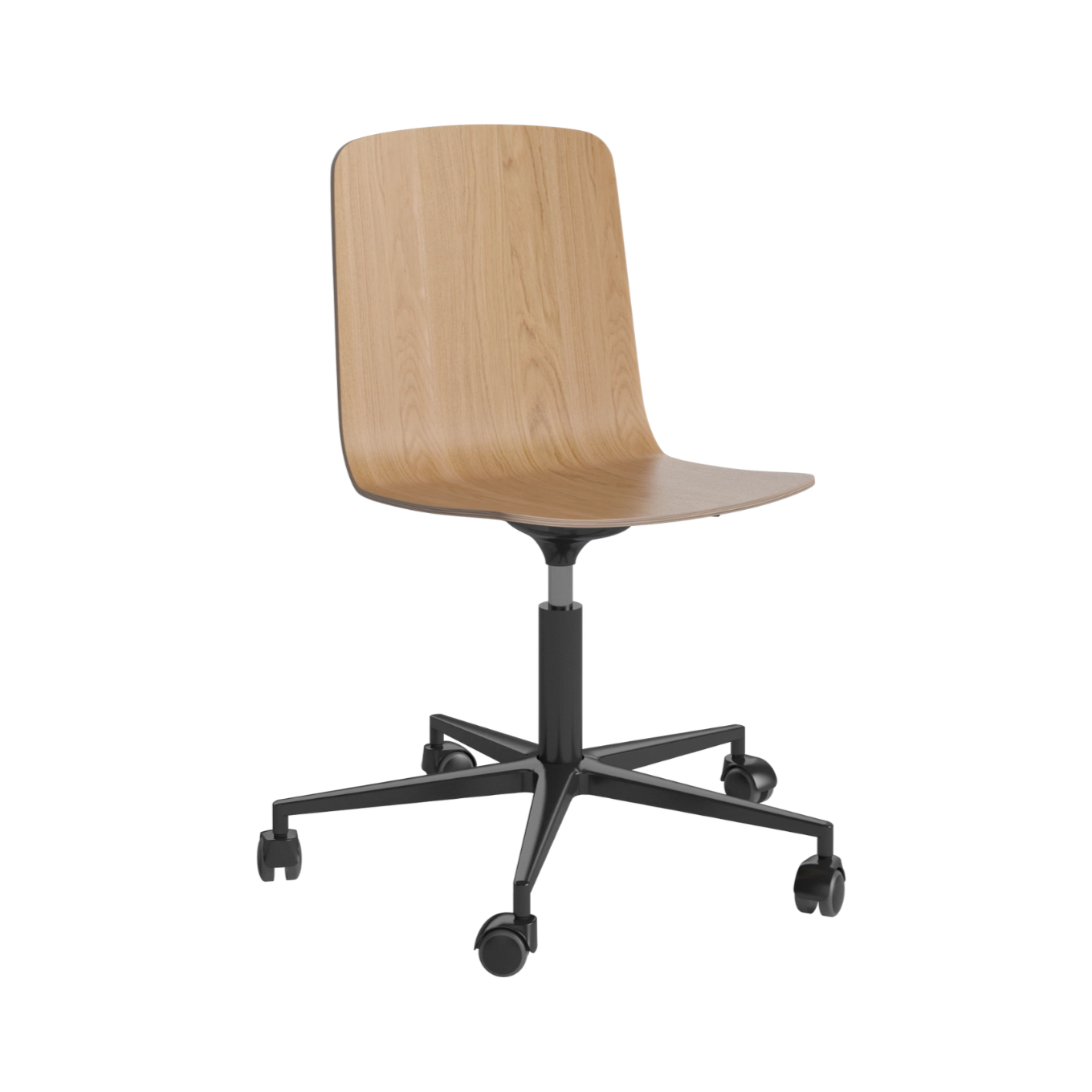 Palm Office Chair Oak Furnier mit einer Metallbasis