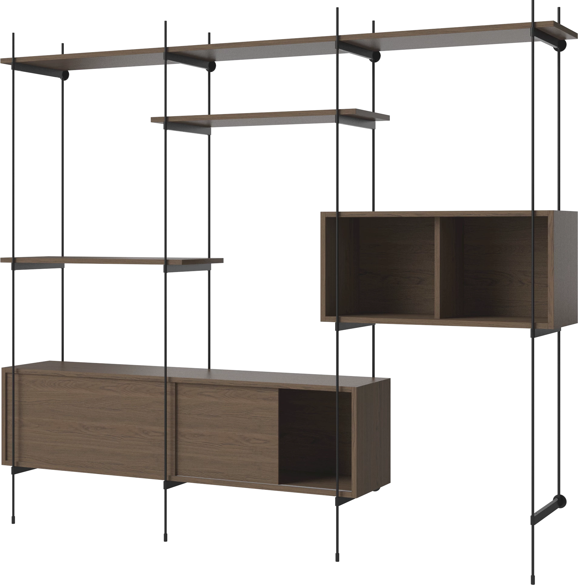 ROD ROCK RACKS Dark oak veneer with a black frame