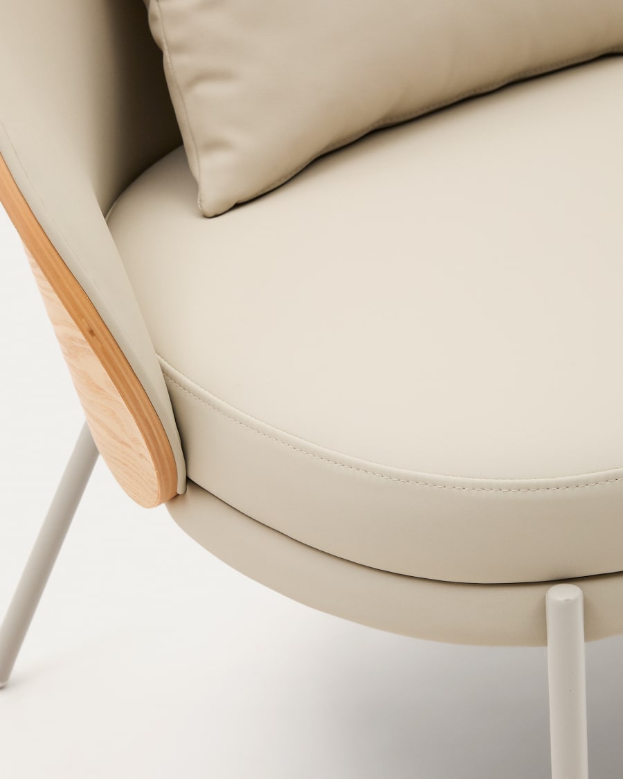 Eama beige chair eco -leather with ash finish