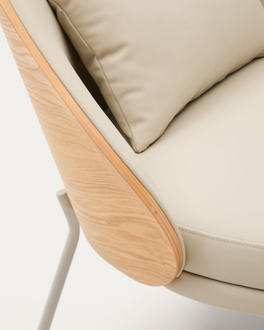 Eama beige chair eco -leather with ash finish