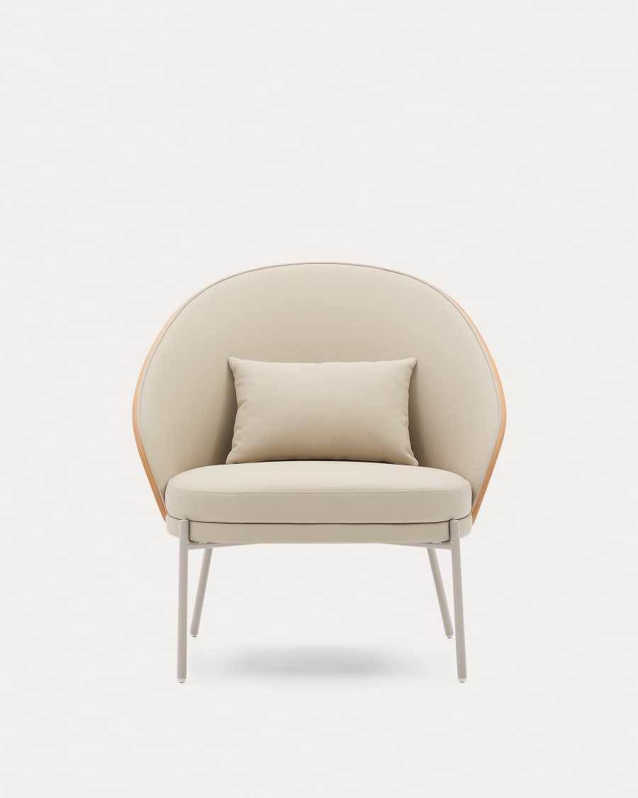 Eama beige chair eco -leather with ash finish