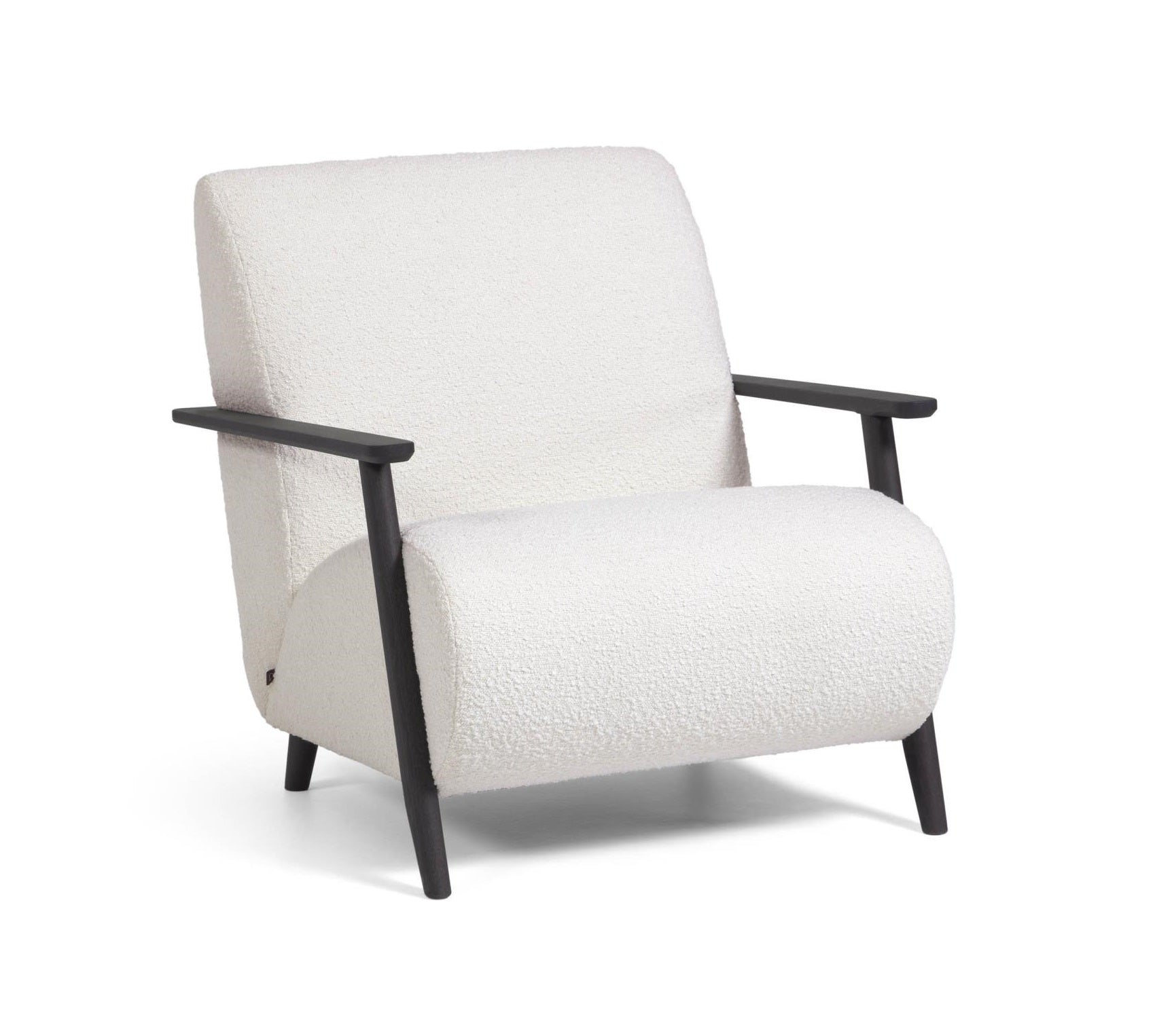 Fotel MEGHAN biały boucle z wenge podstawą La Forma    Eye on Design