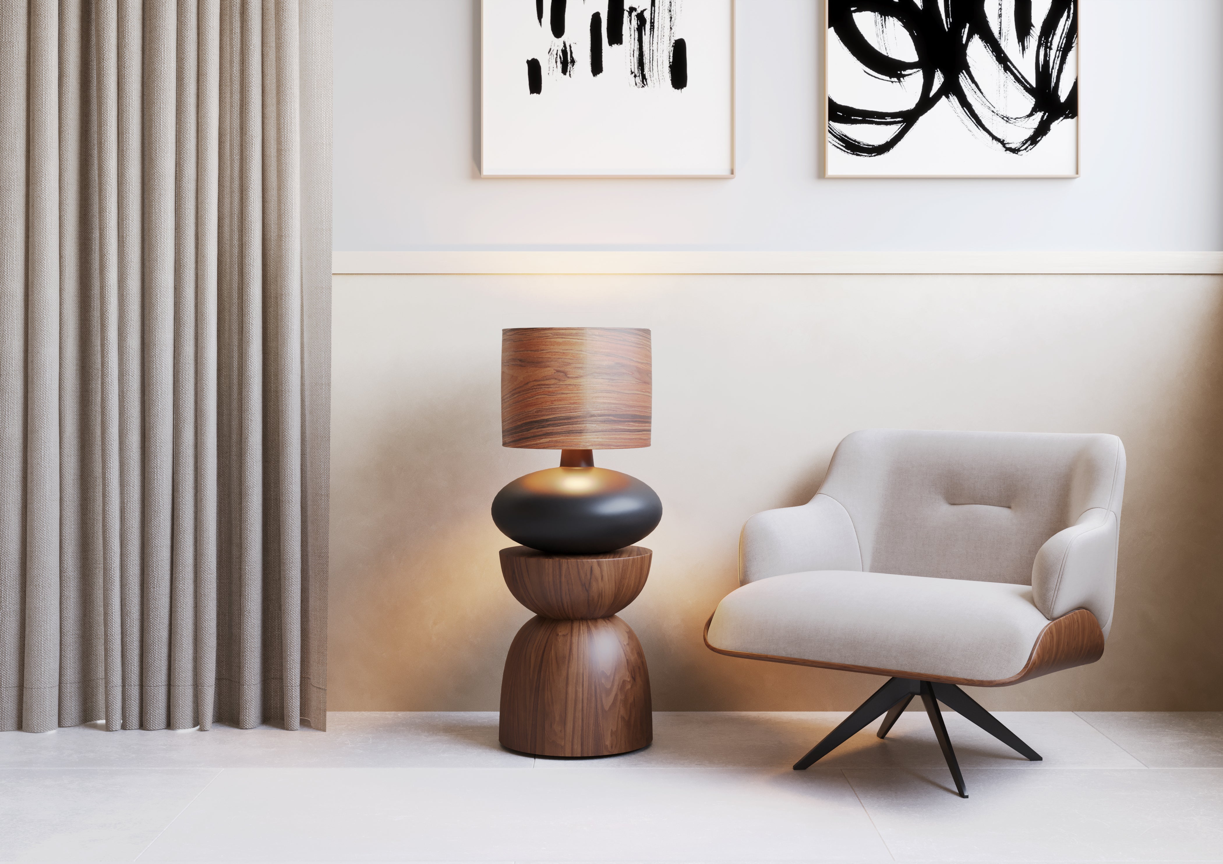Tischlampe SAWA WOOD Nussfurnier