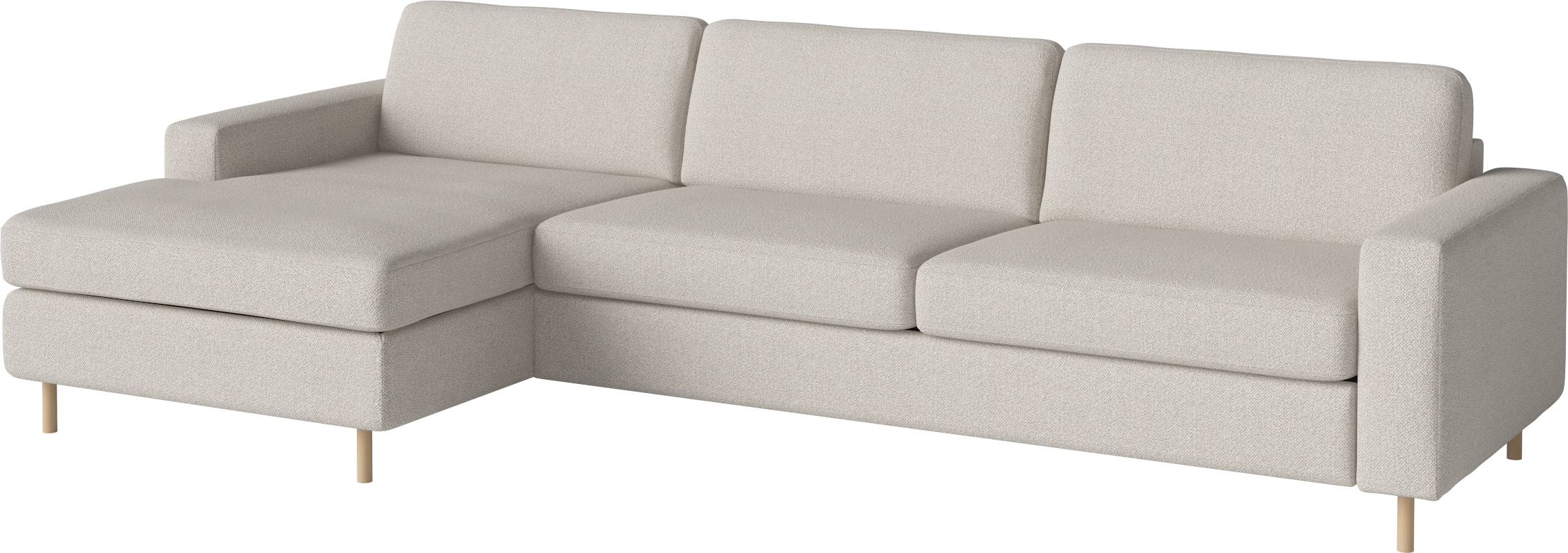 Left-sided 3-seater scandinavia with a whitened base