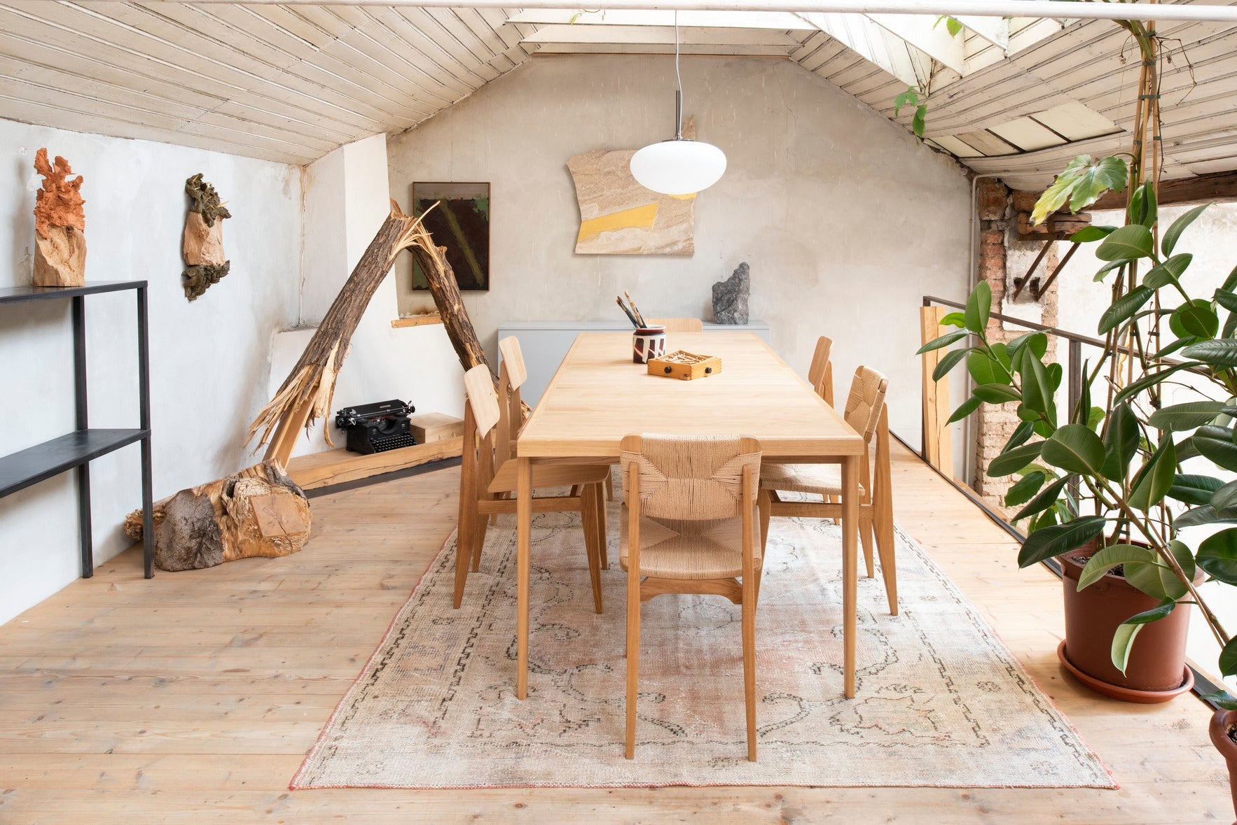 Ausziehbarer Tisch S-TABLE aus Eichenholz