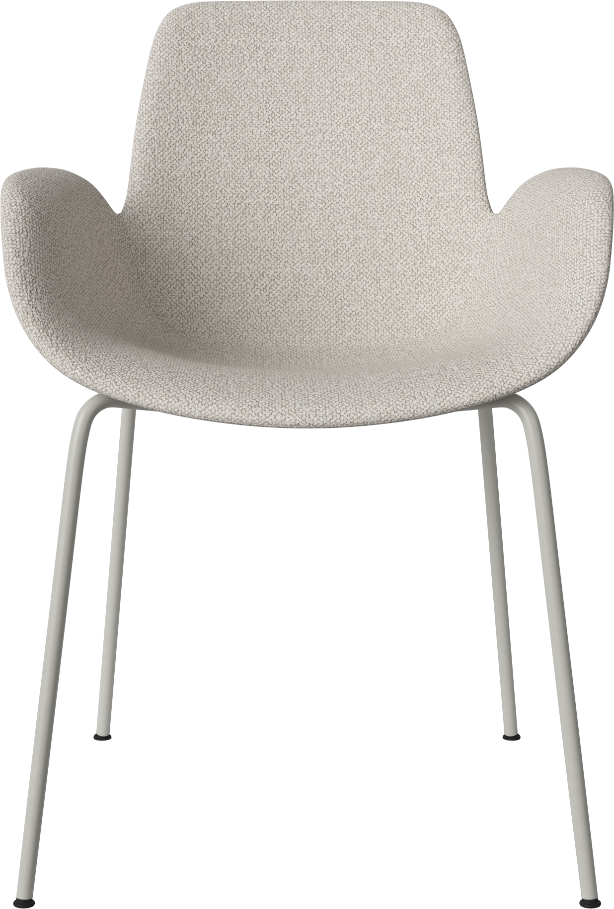 Chair with seed armrests upholstered with a gray base