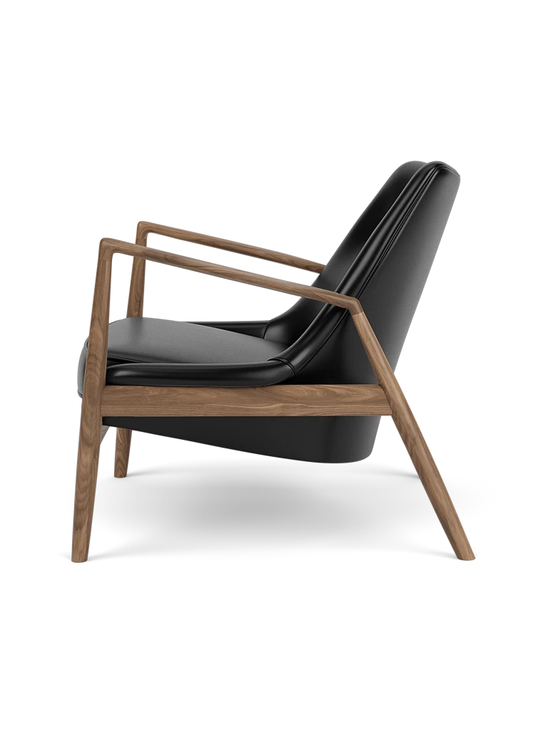 THE SEAL armchair black leather with walnut base [Julia]