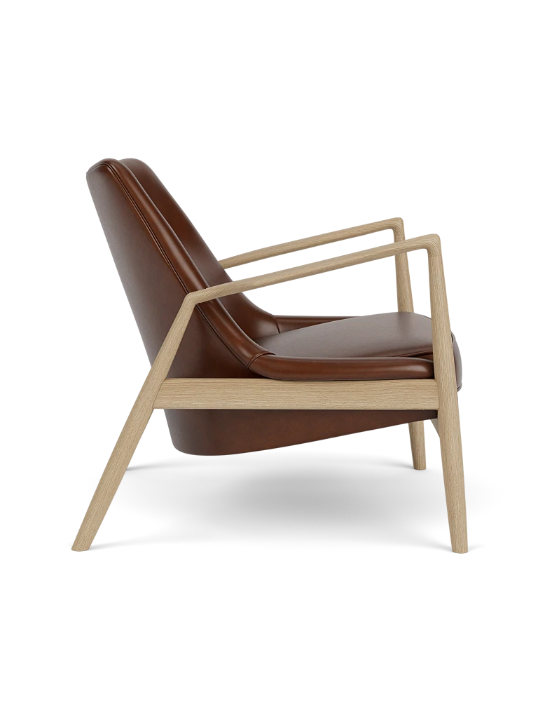 THE SEAL armchair brown leather with oak base [Julia]