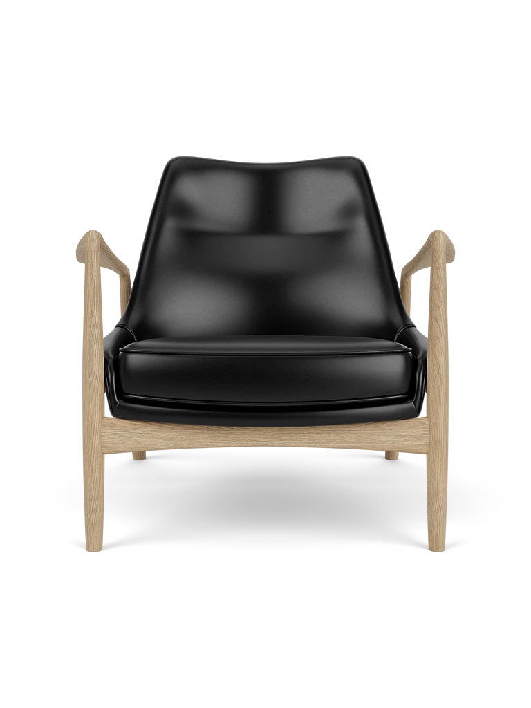 THE SEAL armchair black leather with oak base [Julia]
