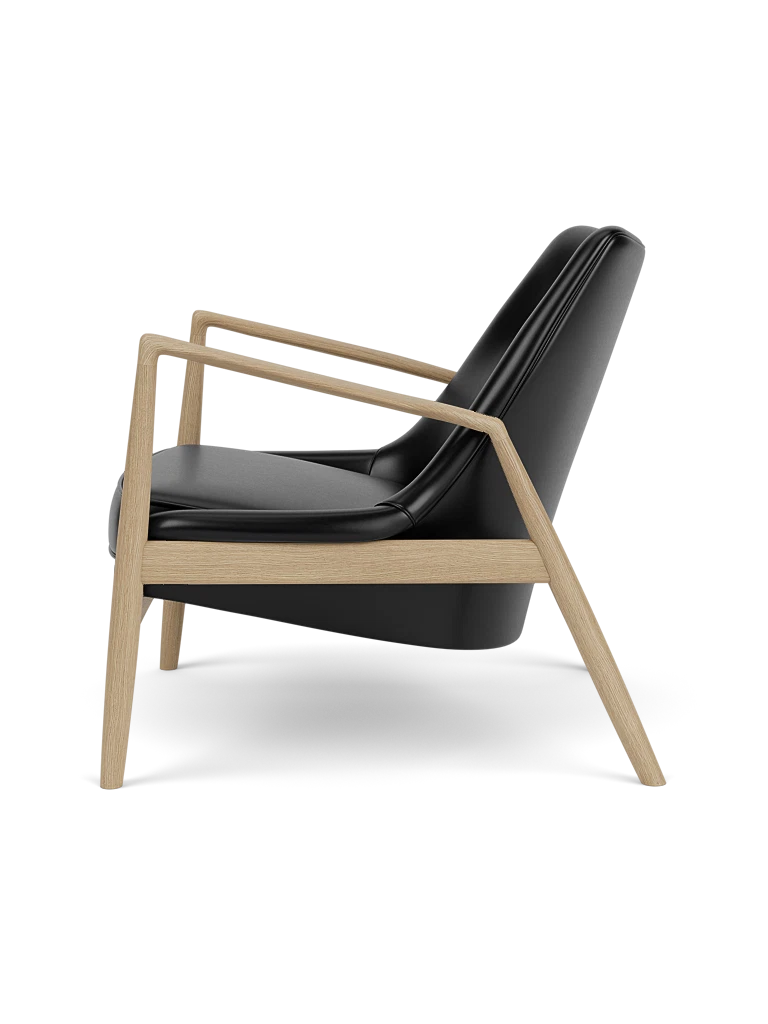 THE SEAL armchair black leather with oak base [Julia]
