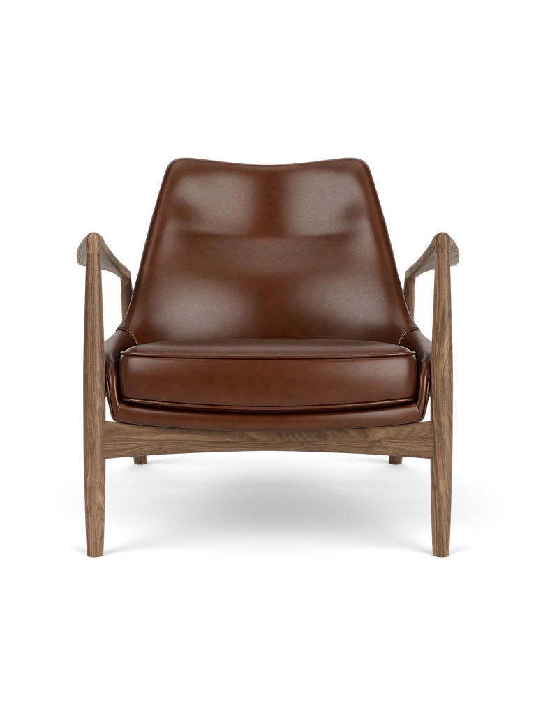 THE SEAL armchair brown leather with walnut base [Julia]