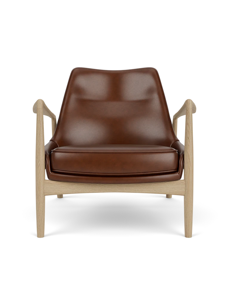 THE SEAL armchair brown leather with oak base [Julia]