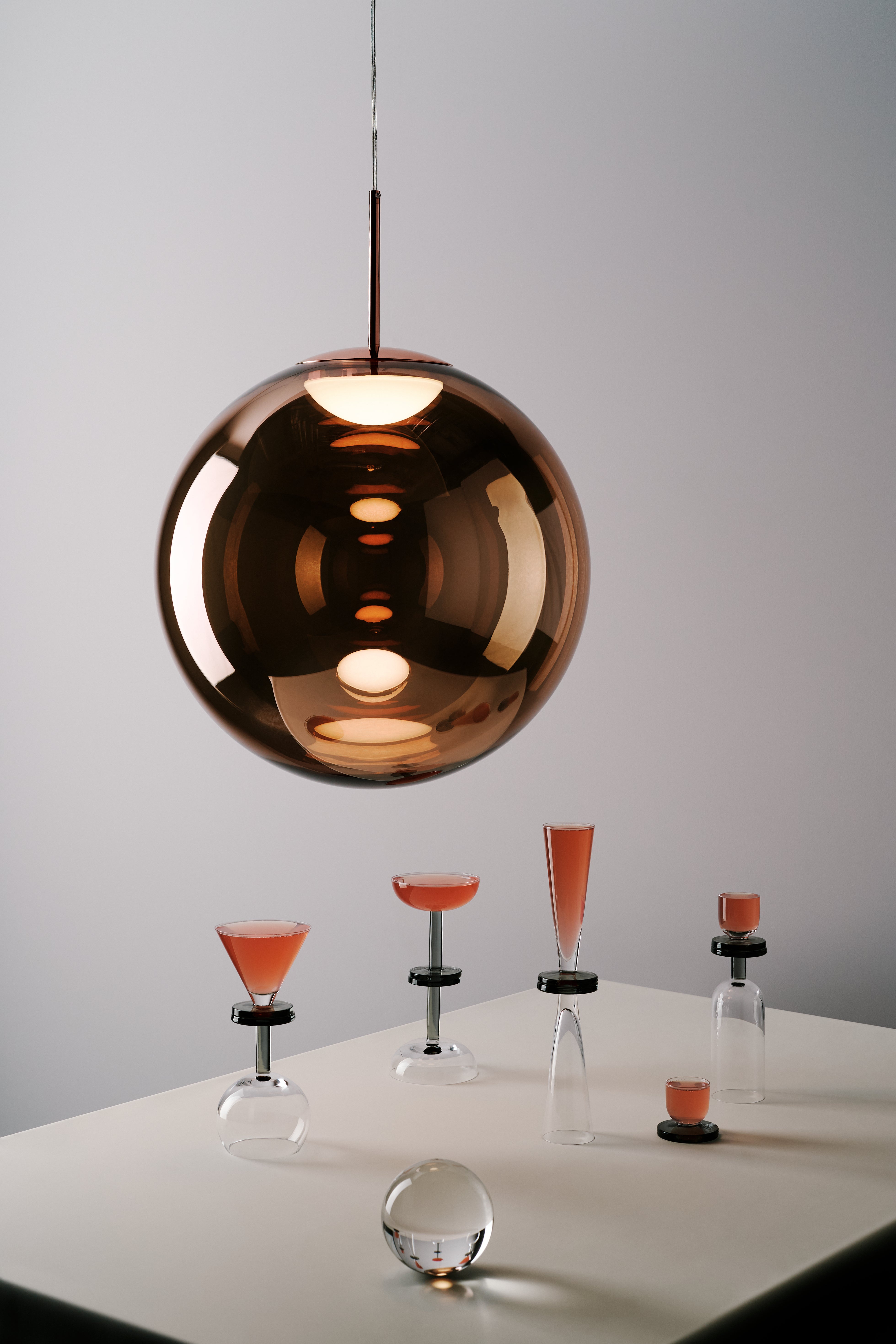 Set of glasses for puck glass cocktails