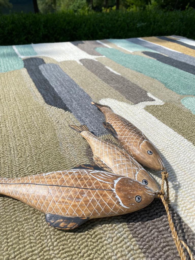 TRATTINO SEA GLASS Outdoor Teppich beige-blau