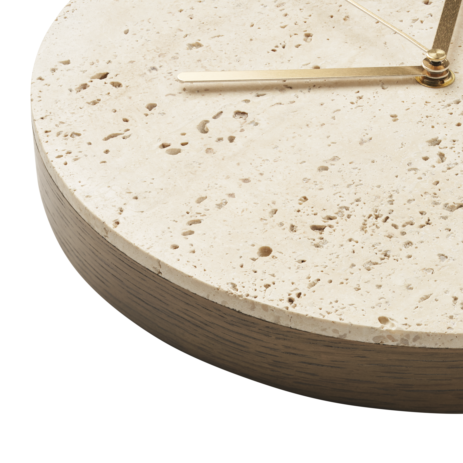 Tima Travertine wall clock with dark oak veneer