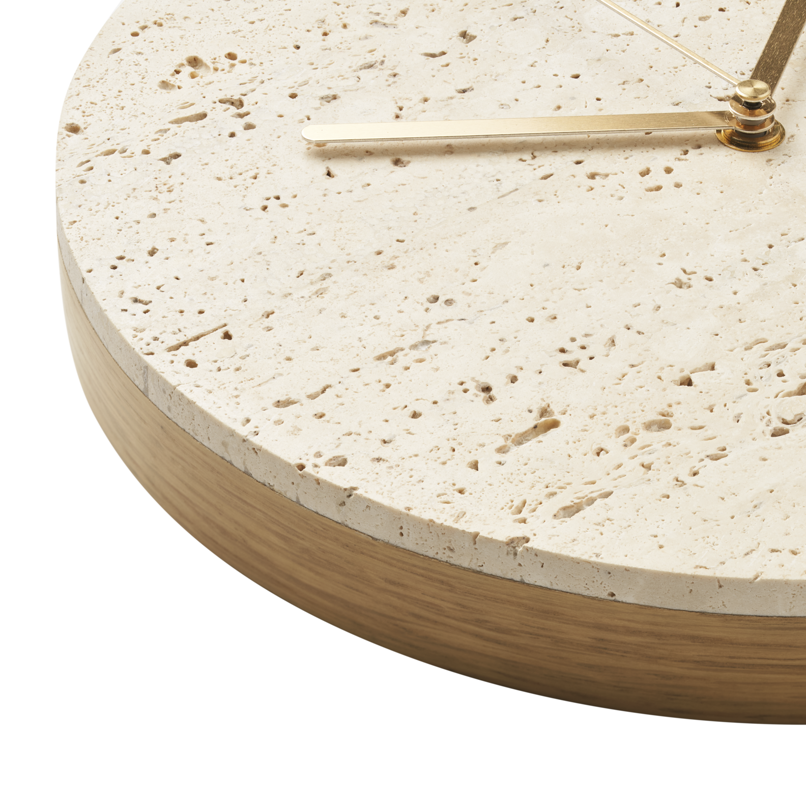 Tima travertine wall clock with oak veneer